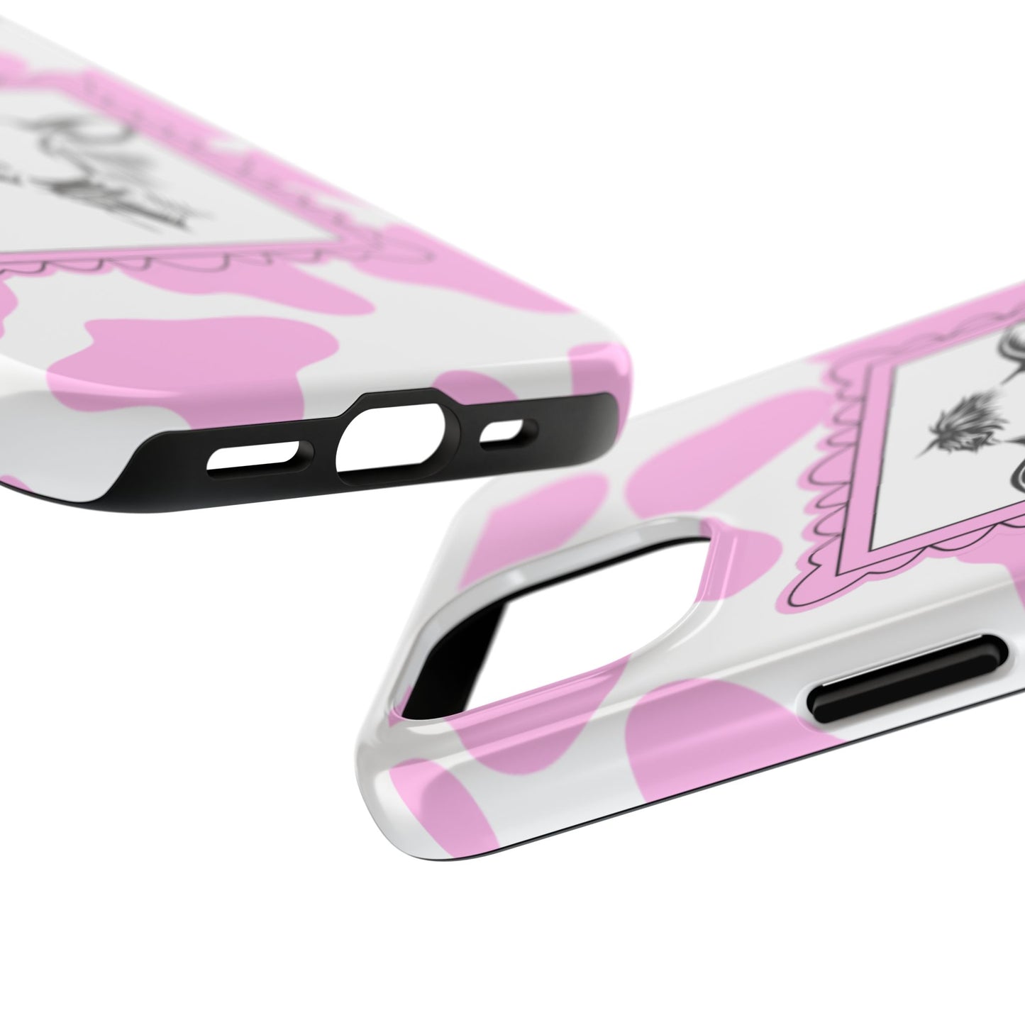 Pink Cow Print Tough Phone Case - Durable Shockproof Cover, Cow Lover Gift, Western Country Style, Cute Animal Print Phone Accessories,