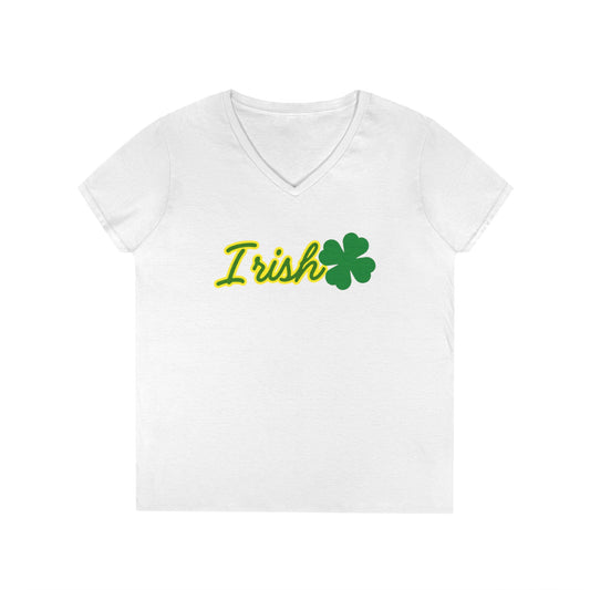 Irish Women's V-Neck T-Shirt, St Patrick's Day Tee, Shamrock Shirt, Celtic Women's Top, Lucky Clover Tshirt, Ireland Ladies V-Neck, Irish